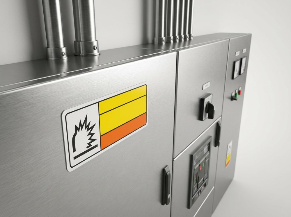 Etiqueta de arc flash en un tablero