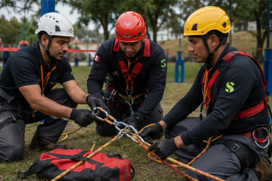 Práctica de nudos y cuerdas para rescate