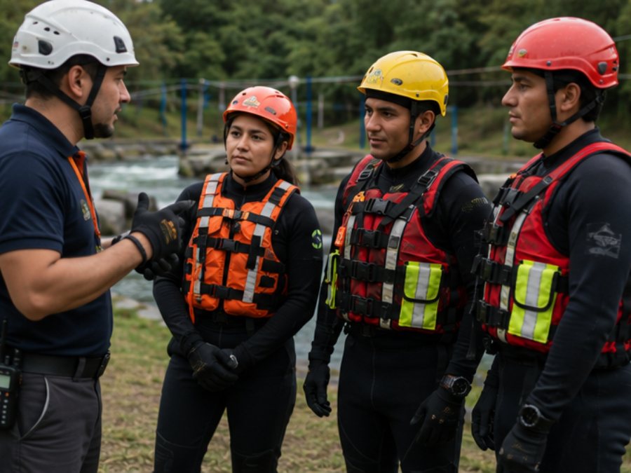 Instructor MEATIC en briefing de trabajos en altura